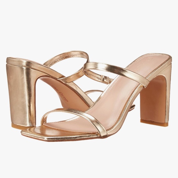 Chic Gold Women's Block Heel Sandals - Picture 1 of 8